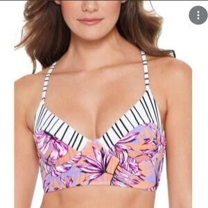 NWT Salt + Cove Lilac Multi Bikini Top Tie Back